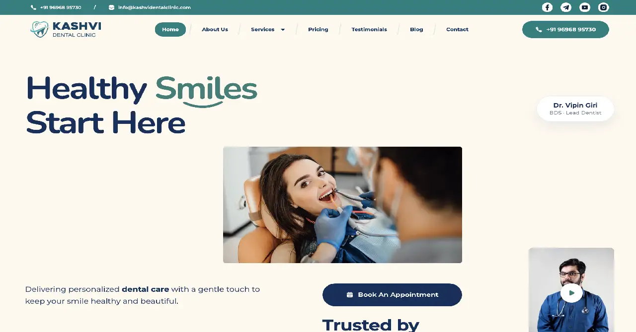 Kashvi Dental Clinic website designed and developed by SPG Techsoft