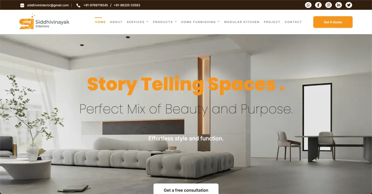 Siddhivinayak Interior design website designed and developed by SPG Techsoft