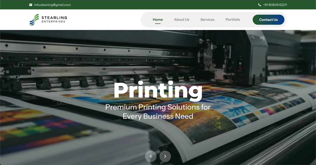 Stearling Enterprises industrial website designed and developed by SPG Techsoft